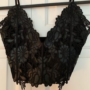 Black lace crop top